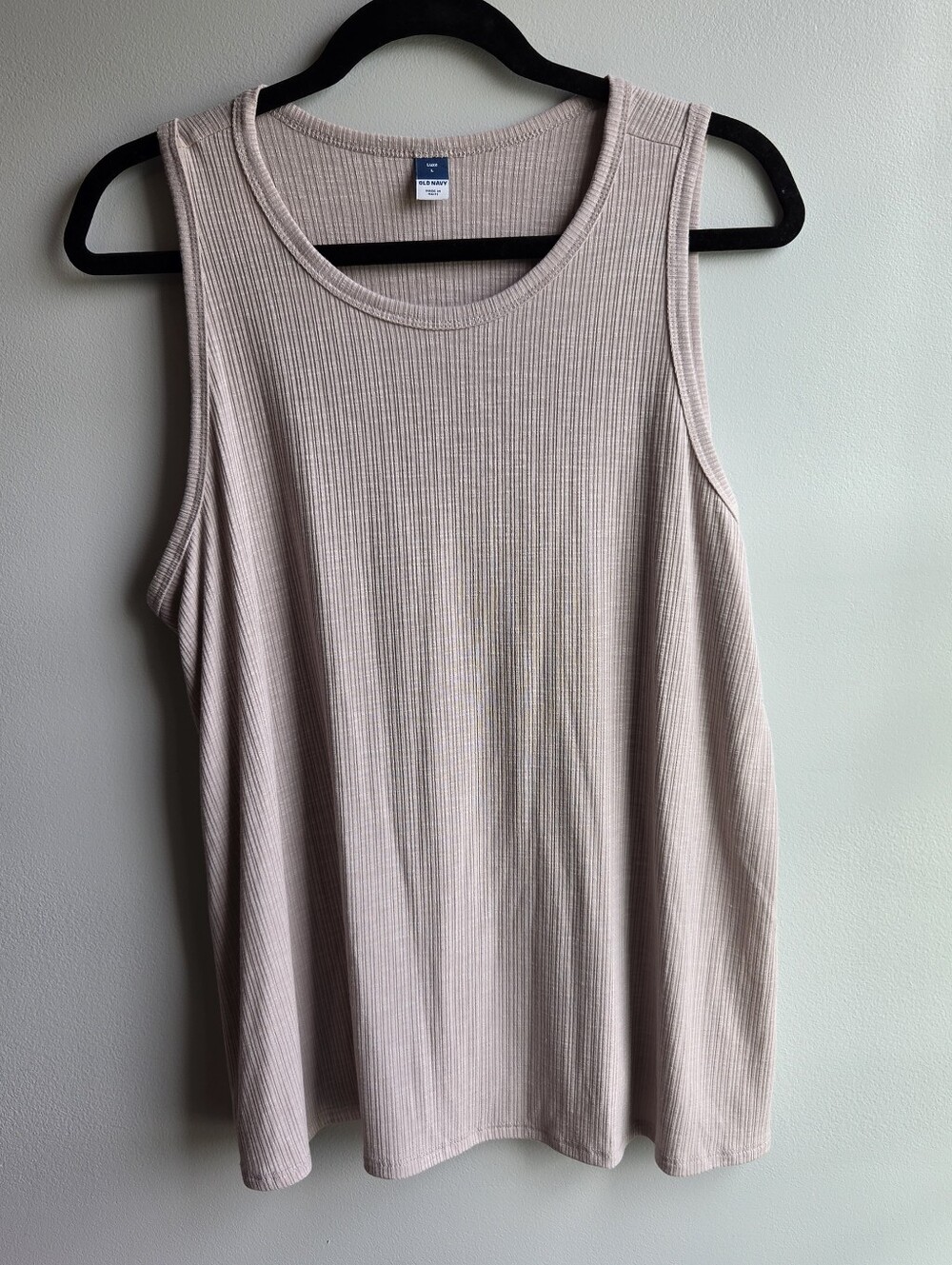 Old Navy Womens Large Luxe Ribbed-Knit Swing Tank Top In Beige Tan